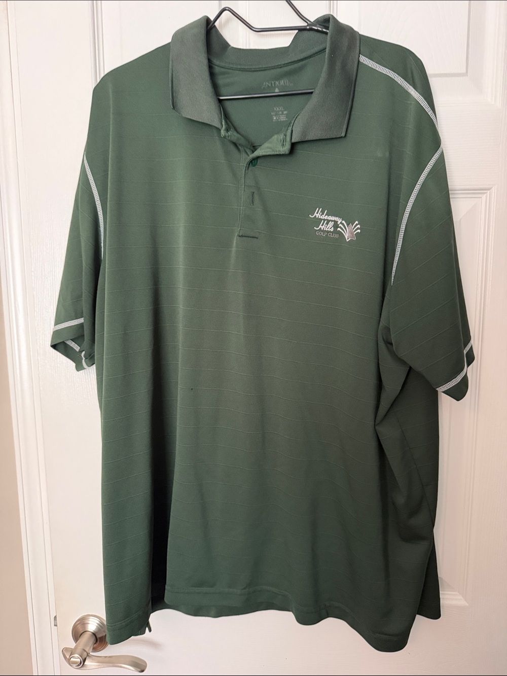 Antigua Men's Forest Green Polo with Heathered Collar and White Trim